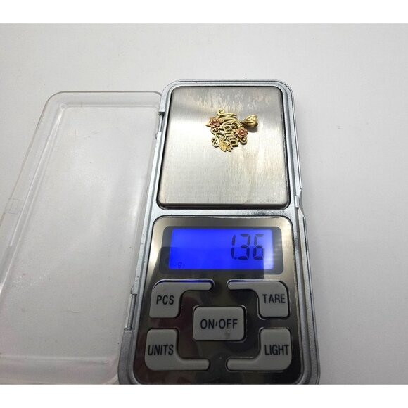 14K Yellow & Rose Gold Mama Pendant Flowers Delicate Filigree Two Tone - Picture 8 of 8